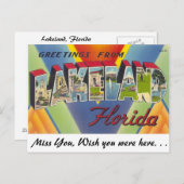 Carte Postale Salutations de Lakeland, Floride (Devant / Derrière)