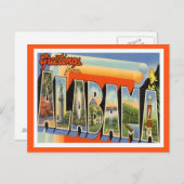 Carte Postale Salutations de l'Alabama Vintage (Devant / Derrière)