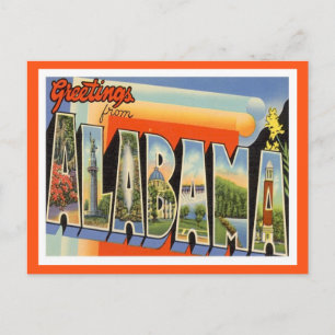 Carte Postale Salutations de l'Alabama Vintage
