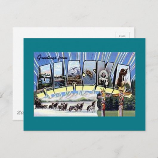 Carte Postale Salutations de l'Alaska (Devant / Derrière)