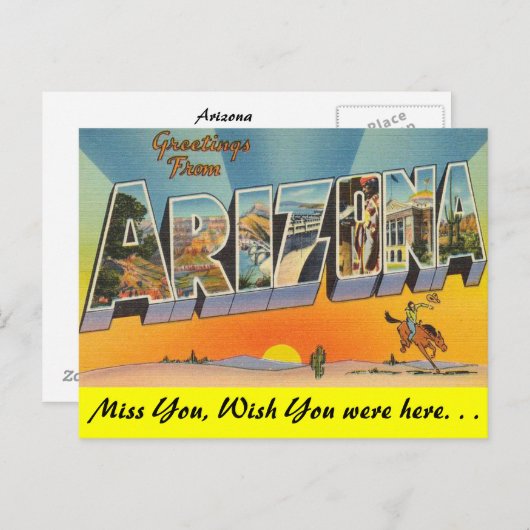Carte Postale Salutations de l'Arizona (Devant / Derrière)