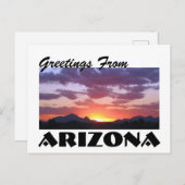 Carte Postale Salutations De L'Arizona ! Sunset Desert Mountain (Devant / Derrière)