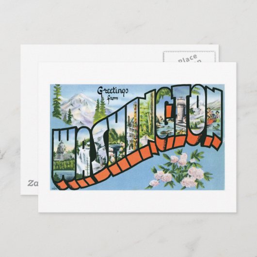 Carte Postale Salutations de l'État de Washington (Devant / Derrière)