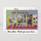 Carte Postale Salutations de l'état du Maine (Devant / Derrière)