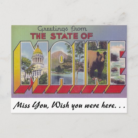 Carte Postale Salutations de l'état du Maine (Devant)