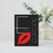 Carte Postale Salutations de l'Europe Rouge Lipstick Kiss Noir (Debout devant)
