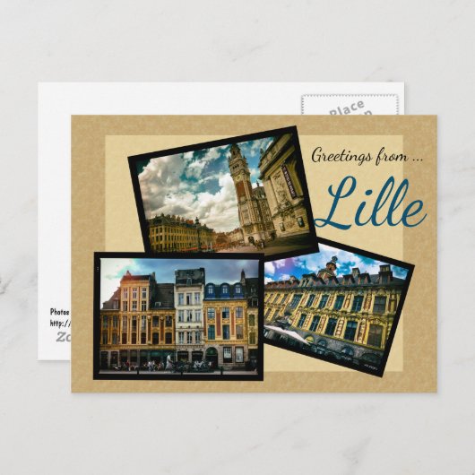 Carte Postale Salutations de Lille (Devant / Derrière)