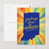 Carte Postale Salutations de l'Indiana Coloré (Devant / Derrière)
