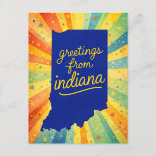 Carte Postale Salutations de l'Indiana Coloré