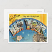 Carte Postale Salutations de Long Beach, Long Island, New York (Devant / Derrière)