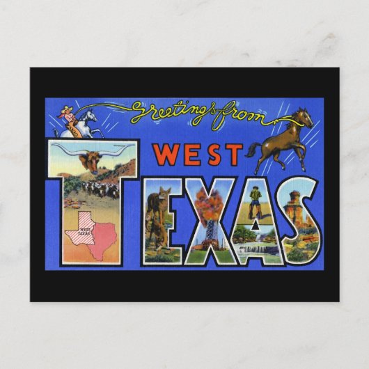 Carte Postale Salutations de l'ouest du Texas (Devant)