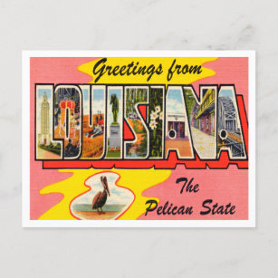 Carte Postale Salutations de Louisiana, The Pelican State Travel