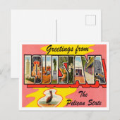 Carte Postale Salutations de Louisiana, The Pelican State Travel (Devant / Derrière)