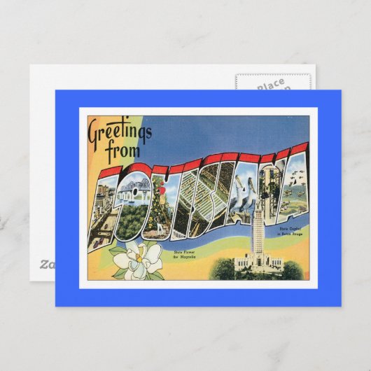 Carte Postale Salutations De Louisiane (Devant / Derrière)