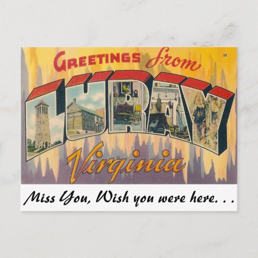 Carte Postale Salutations de Luray, Virginie (Devant)