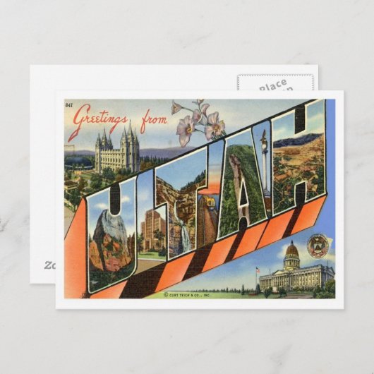 Carte Postale Salutations De L'Utah (Devant / Derrière)