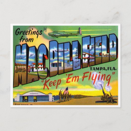 Carte Postale Salutations de Mac Dill Field, Tampa, Floride (Devant)
