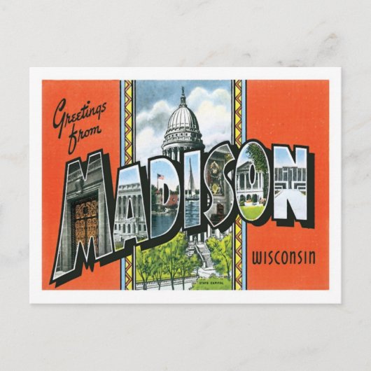 Carte Postale Salutations de Madison Wisconsin US City (Devant)