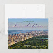 Carte Postale Salutations de Manhattan New York Voyage (Devant / Derrière)