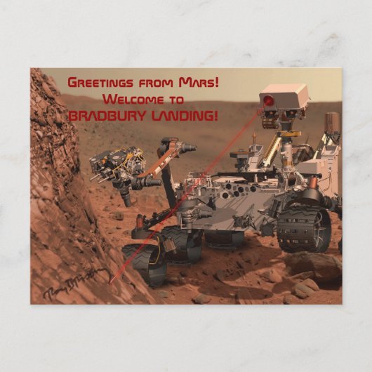 Carte Postale Salutations de Mars ! Bienvenue à BRADBURY LANDING (Devant)