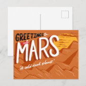 Carte Postale Salutations de Mars Space Travel Humour (Devant / Derrière)
