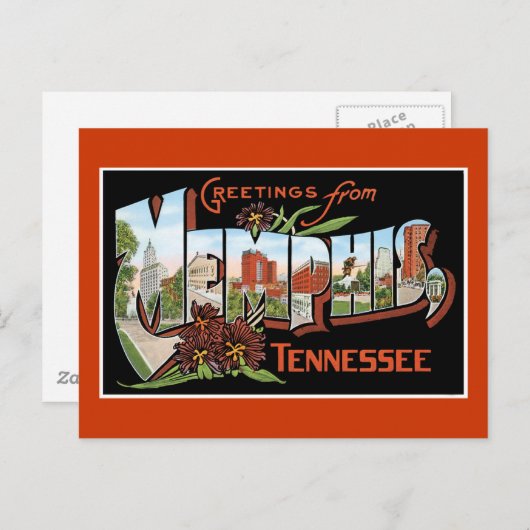 Carte Postale Salutations de Memphis, Tennessee (Devant / Derrière)