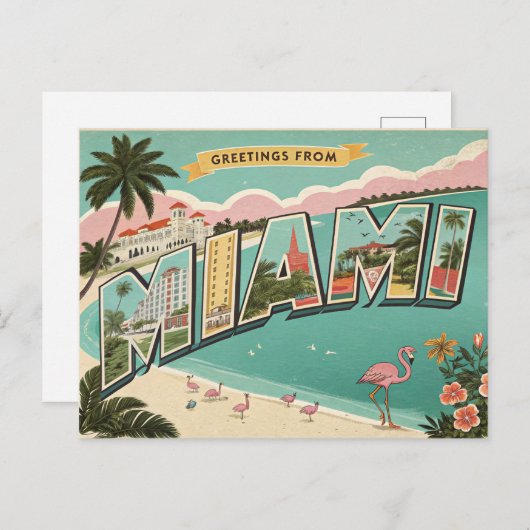 Carte Postale Salutations de Miami (Devant / Derrière)