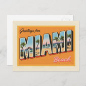 Carte Postale Salutations de Miami Beach Vintage (Devant / Derrière)