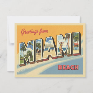 Carte Postale Salutations de Miami Beach Vintage