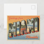 Carte Postale Salutations de Miami Florida Vintage (Devant / Derrière)