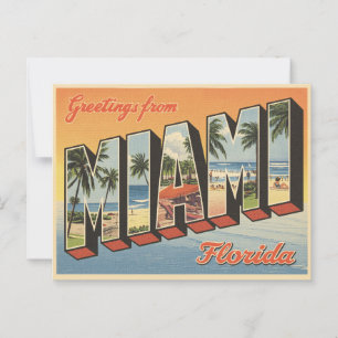 Carte Postale Salutations de Miami Florida Vintage