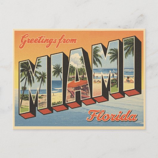 Carte Postale Salutations de Miami Florida Vintage (Devant)
