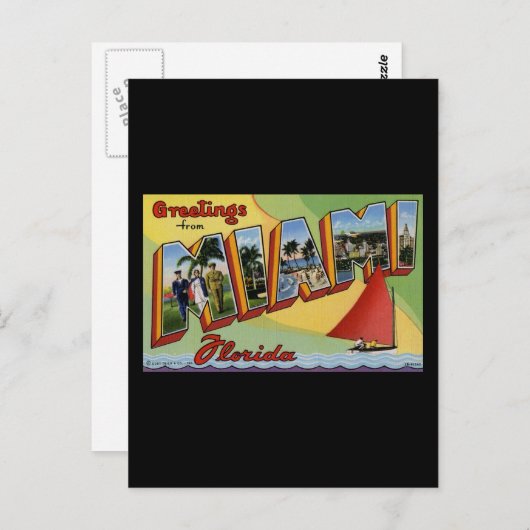Carte Postale Salutations de Miami Floride (Devant / Derrière)