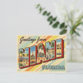 Carte Postale Salutations de Miami, Floride Vintage (Debout devant)