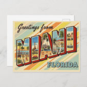 Carte Postale Salutations de Miami, Floride Vintage (Devant / Derrière)