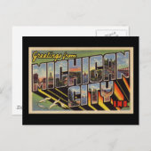 Carte Postale Salutations de Michigan City Indiana (Devant / Derrière)