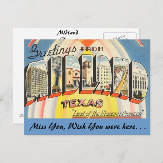 Carte Postale Salutations de Midland (Devant / Derrière)