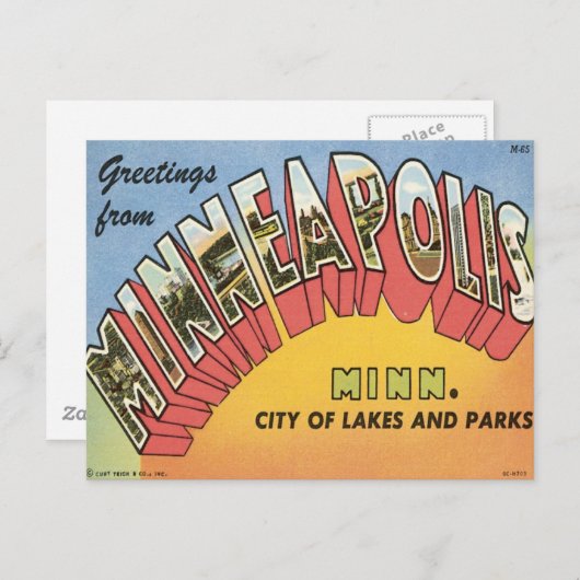 Carte Postale Salutations De Minneapolis (Devant / Derrière)