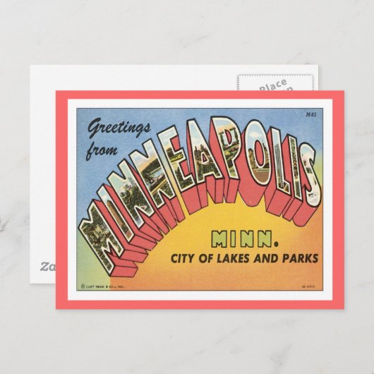 Carte Postale Salutations De Minneapolis (Devant / Derrière)