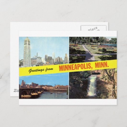 Carte Postale Salutations de Minneapolis 1950 (Devant / Derrière)