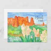Carte Postale Salutations de Moab Utah Red Rock Desert Flowers (Devant / Derrière)