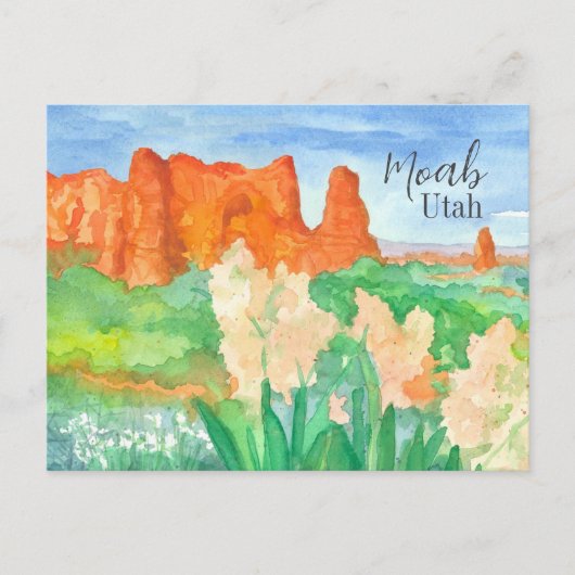 Carte Postale Salutations de Moab Utah Red Rock Desert Flowers (Devant)