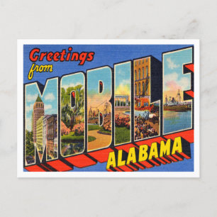 Carte Postale Salutations de Mobile, Vintage voyage de l'Alabama