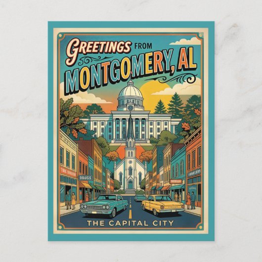Carte Postale Salutations de Montgomery AL Rétro (Devant)