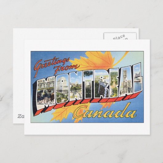 Carte Postale Salutations De Montréal, Canada (Devant / Derrière)