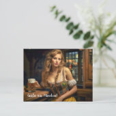 Carte Postale Salutations de Munich! Ambiance de tente à bière (Debout devant)