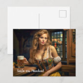 Carte Postale Salutations de Munich! Ambiance de tente à bière (Devant / Derrière)