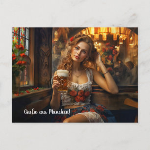 Carte Postale Salutations de Munich ! L'ambiance de bière. Dirnd