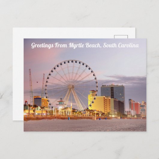 Carte Postale Salutations de Myrtle Beach, Caroline du Sud (Devant / Derrière)