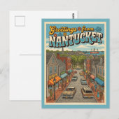 Carte Postale Salutations de Nantucket de style vintage (Devant / Derrière)